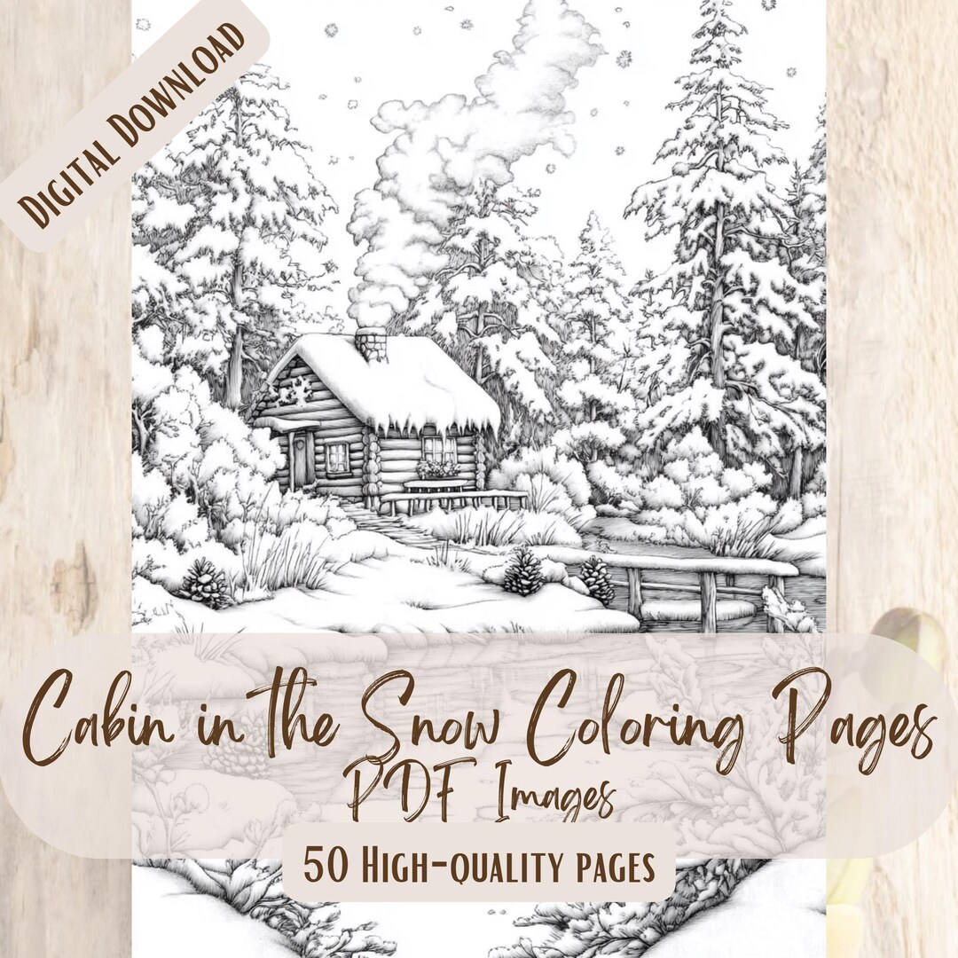 Cabin in the Snow Coloring Pages, 50 Printable Winter Scenes for ...