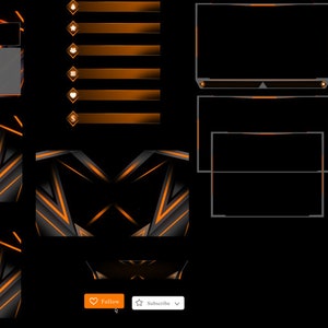 Twitch Overlays, Stream Orange Triangles, Animado, Pacote Completo