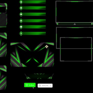 Twitch Overlays, Stream Green Triangles, Animado, Pacote Completo