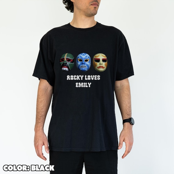 Rocky Loves Emily 90s Nostalgia Tee, Three Ninjas Mask Graphic, Comfort Colors