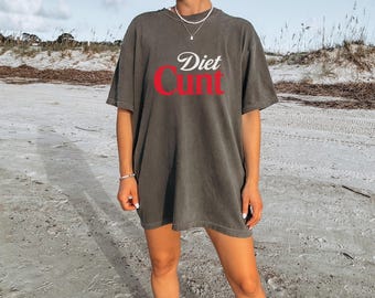 Diet Cunt Parody Graphic Tee, Unisex Black Cotton Shirt, Offensive Funny Bold Meme Shirt, Retro-Inspired Bold Text T-Shirt