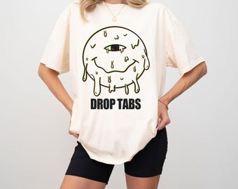 Trippy Melting Smiley T-Shirt, Psychedelic Rave Grafik-T-Shirt