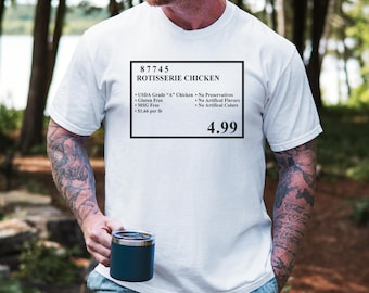 Camiseta de pollo asado de Costco, camiseta de colores cómodos y desquiciados, estética extraña del año 2000, camisetas que resisten, regalo de parodia del letrero de Costco