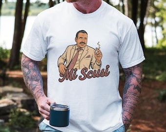 Mi Scusi Tシャツ、ユーロトリップ映画の名言、ユニセックスの面白いグラフィックTシャツ