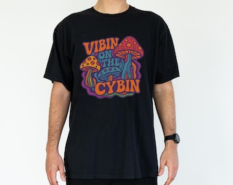 Trippy Mushroom Graphic T-Shirt, Psychedelic Fungi Tee, Unisex Cotton