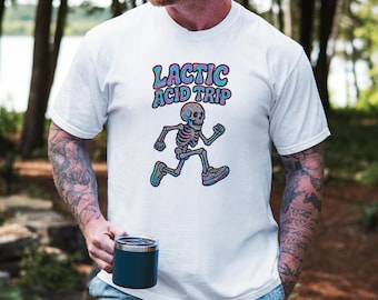 Camiseta de corredor con esqueleto de viaje de ácido láctico, gráfico psicodélico para gimnasio, algodón unisex