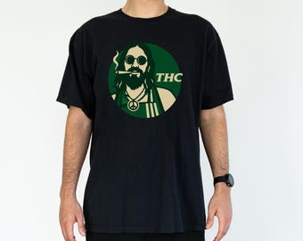 Camiseta hippie fumadora de THC, divertida camiseta con parodia de marihuana, camiseta unisex retro para fumetas, regalo humorístico para amantes de la marihuana.
