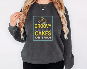 Sudadera Groovy Cakes Amsterdam, meme de postre neón, jersey retro psicodélico