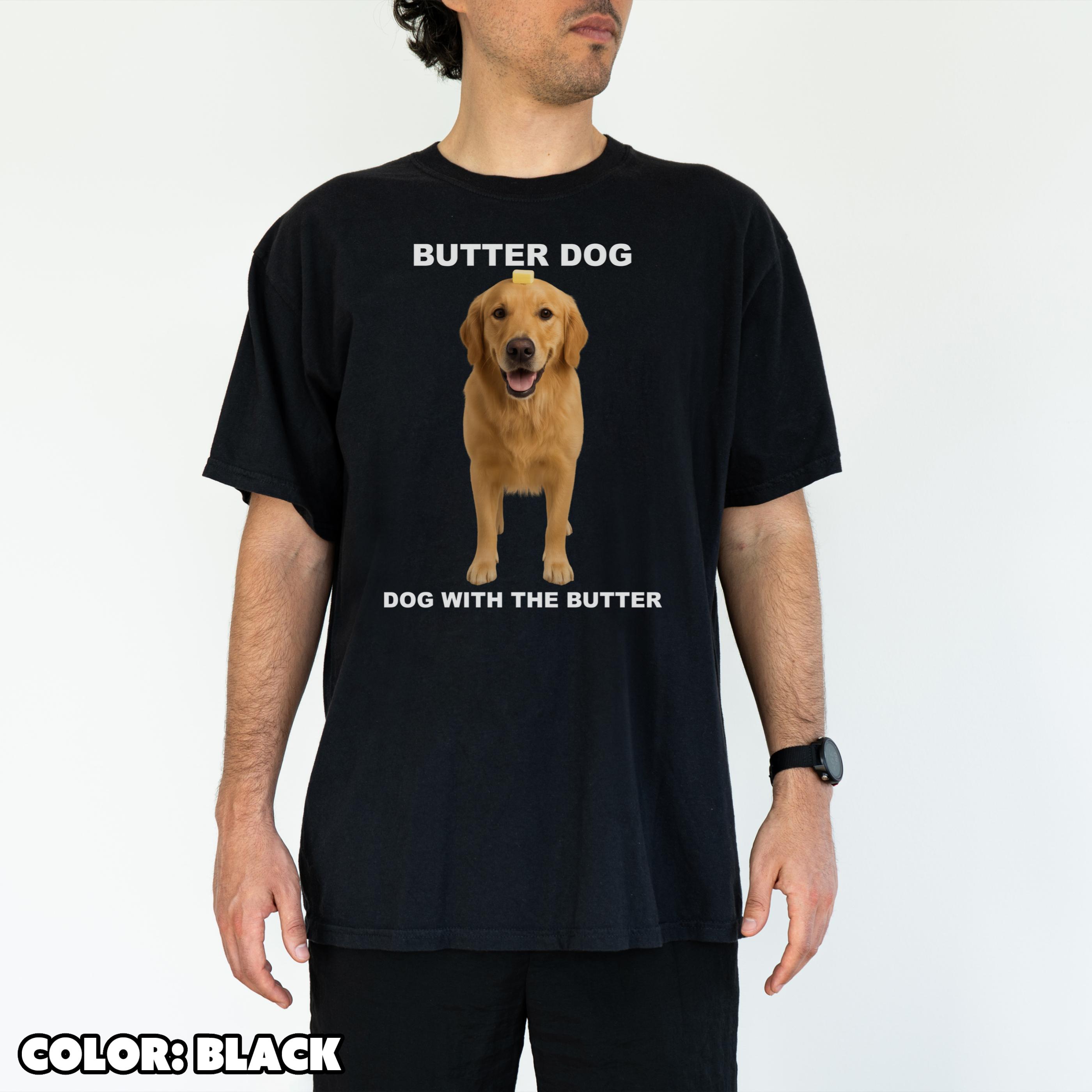 バタードッグミームTシャツ、面白い犬のグラフィックTシャツ、ユニ