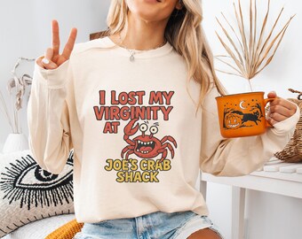 Camiseta de manga larga divertida de Crab Shack, camiseta con gráfico de humor vergonzoso