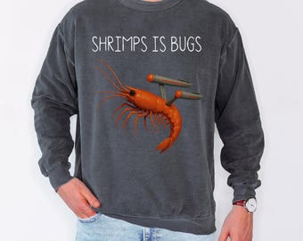 Sudadera con estampado de camarones y bichos, meme de camarones de ciencia ficción