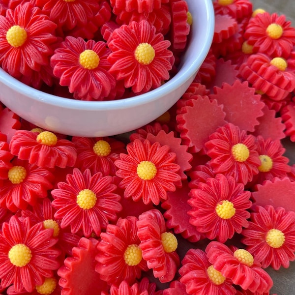 Small Red Daisy Flatback 21mm Daisy Cabochons Flower Embellishment Floral Boho Necklace Charm Bracelet Earrings Headdress Fake Flowers