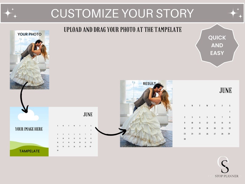 Editable Calendar 2024 Canva Template Frame Instant Download Monthly