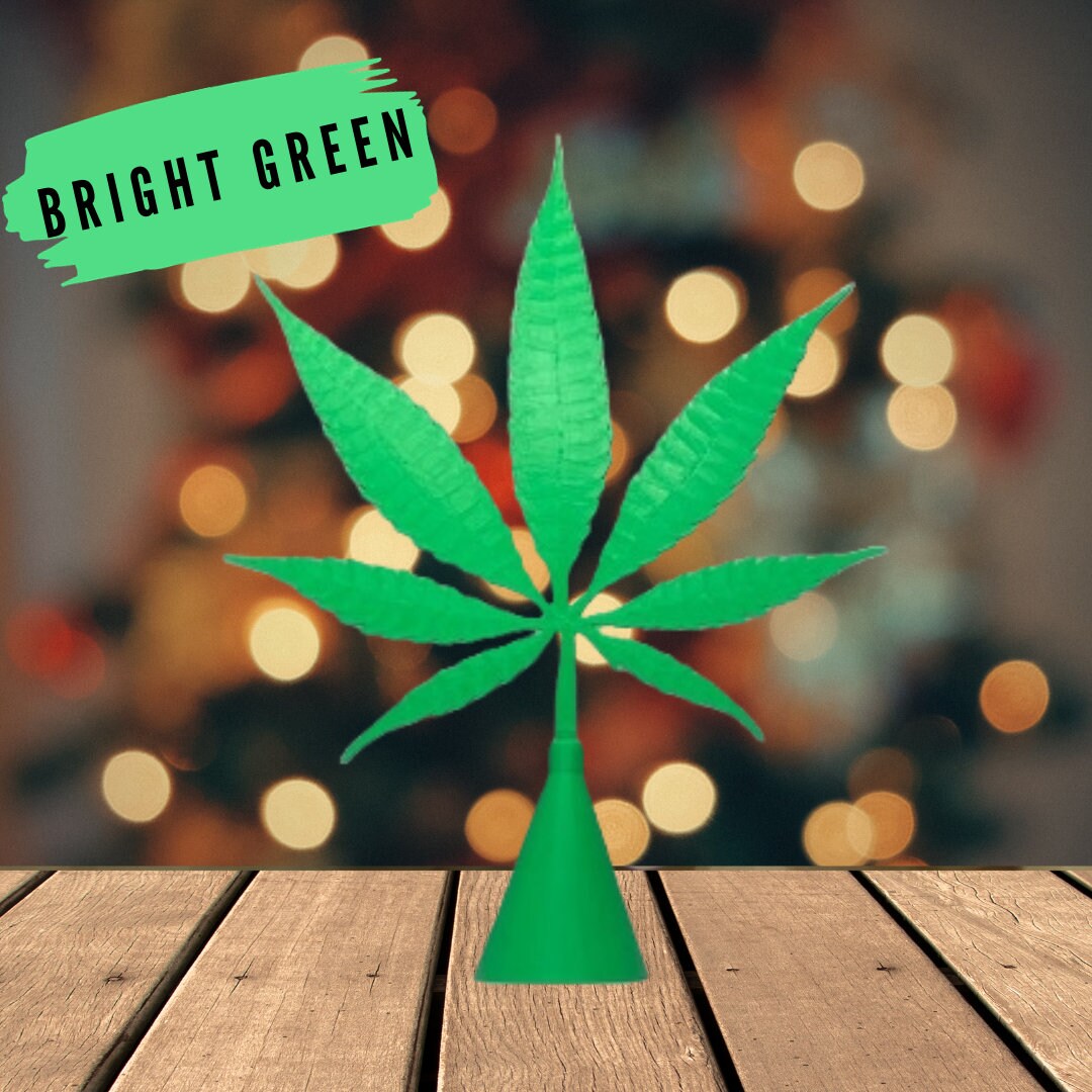 Marijuana Leaf Christmas Tree Topper Cannabis Themed 420 Xmas Star Mary