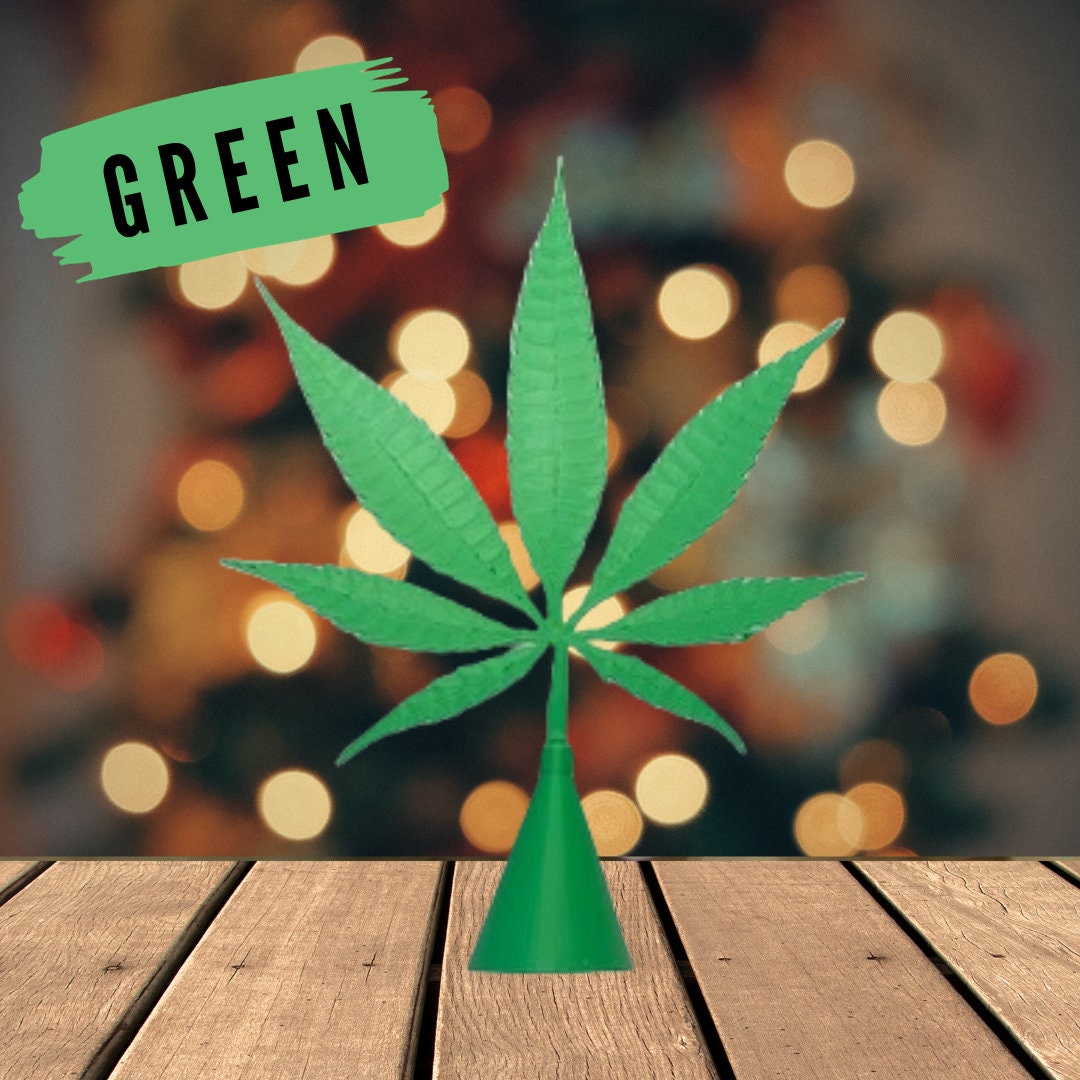 Marijuana Leaf Christmas Tree Topper Cannabis Themed 420 Xmas Star Mary