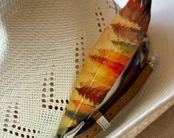 Waterkleurige boshoedveer: westerncowgirl cowboyhoedaccessoire