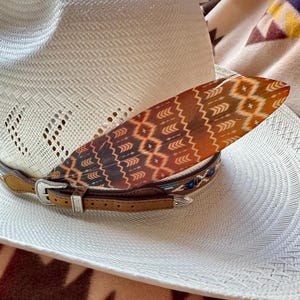 Faded Southwestern Hat Feather: Western Cowboy Cowgirl Hat Accessory