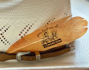 Me conquistaste con la pluma de rodeo, accesorio para sombrero de vaquero, pluma del oeste