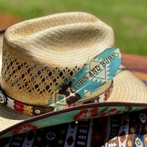 Turn and Burn Hat Feather, Cowboy Hat Accessory, Western Cowgirl Fashion