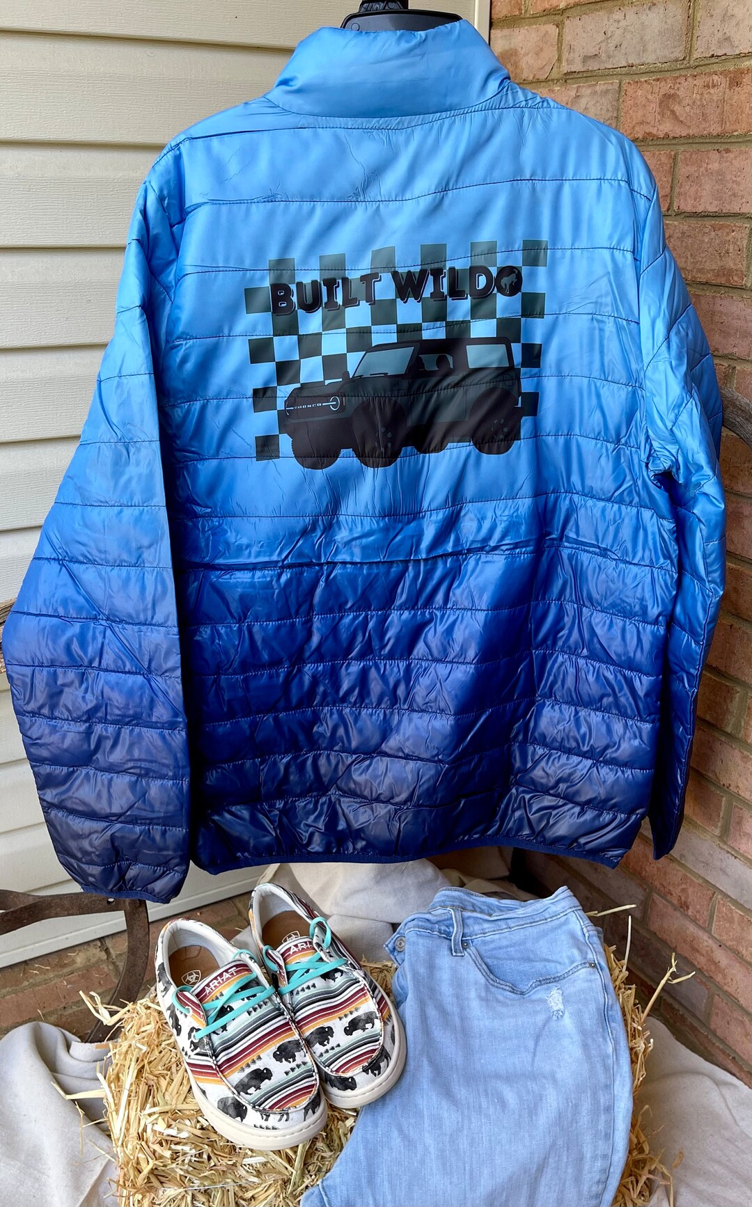 Ombré Packable Puffer Jacket Bronco Built Wild Etsy