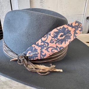 Deep Blue Scroll Design, Hat feather, Cowboy Hat Accessories, Western Fashion, Cowgirl Hat Feather, Boho Hat Feather, Western Hat Feather