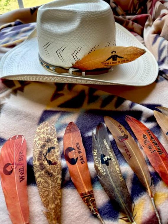 Say When Hat Feather: Western Style Tombstone Cowgirl Cowboy Hat