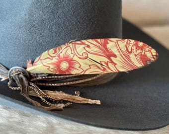 Accessoire cowboyhoed met westerse bloemen en veren, westerse mode