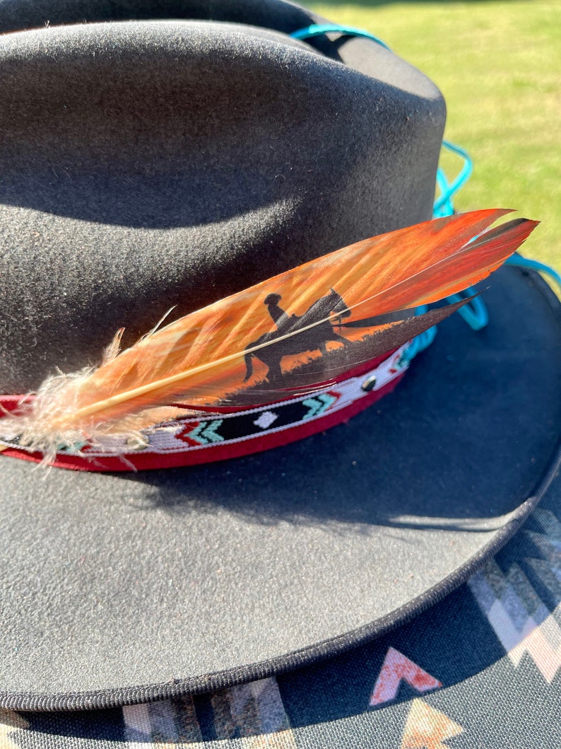 Lone Rider Design 11, Hat Feather, Cowboy Hat Accessories, Western