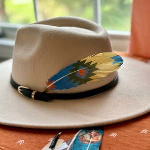 Southwestern Diamond feather, Hat feather, Hat Accessories, Western Fashion, Cowgirl Hat Feather, Boho Hat Feather, Cowboy, Hat Decor