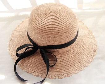 New Summer Ladies Outdoor Shade Flowers Straw Hat Sunscreen Sun Hat Summer Beach Hat Foldable Sandal Hat