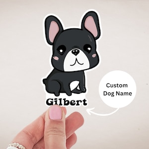 French Bulldog Sticker Personalized Frenchie Dog Name Decal Custom Dog Lover Gift Dog Mom Sticker for Laptop Water Bottle Journal Sticker