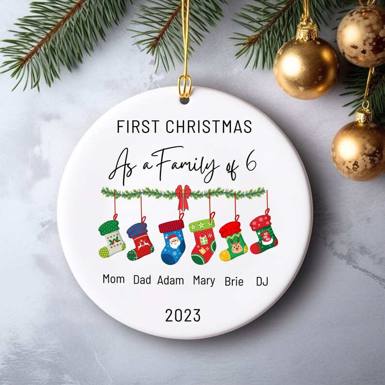 Personalized Family Of 6 Christmas Ornaments 