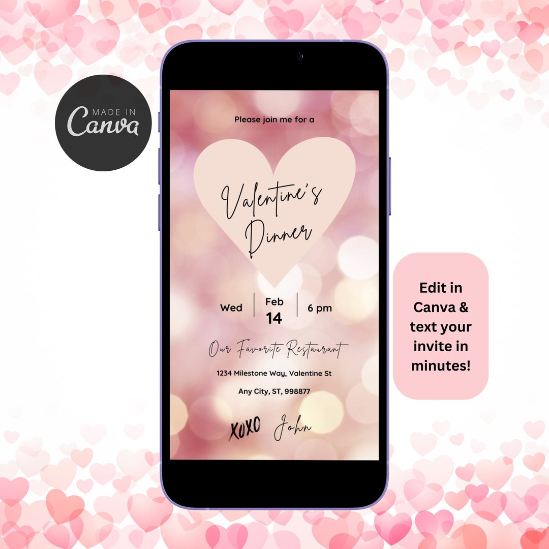 Valentine Date Night Dinner Text Invite Digital Editable Valentine ...