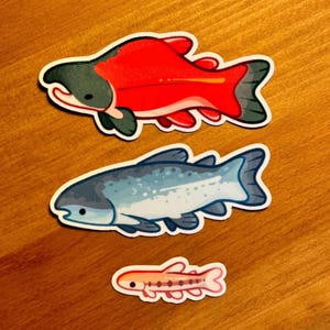 salmon stickers! sockeye fishy + more