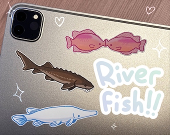 freshwater fish stickers! sturgeon, gar + more