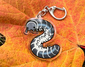 Millipede Acrylic Keychain!! (ivory millipede)