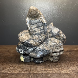 Volcano Agate Cobra/Skull Carving