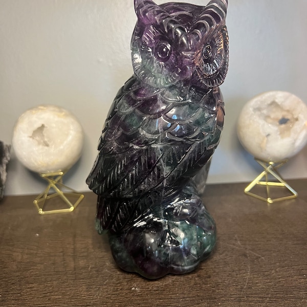 Purple/Green Fluorite Owl/Pumpkin Carving