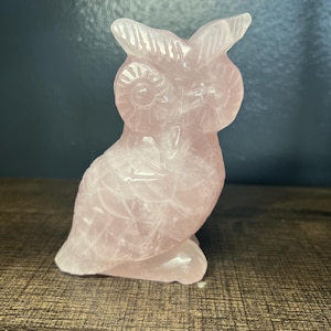 Rose Quartz Owl Carving