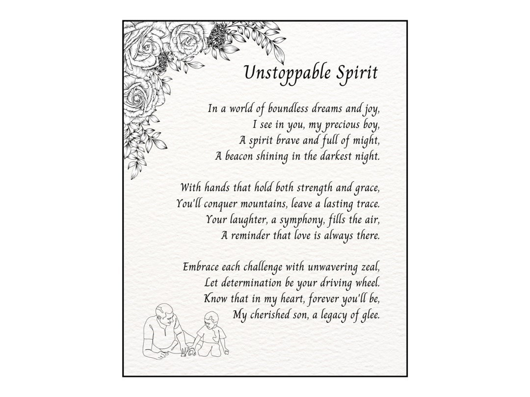 Unstoppable Spirit Poem for Son Digital Download Poem Wall Etsy