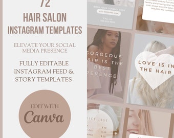 Hair Stylist Instagram Templates, Hair Salon Social Media, Hair Salon templates for Instagram, Hair Stylist Canva Posts, Neutral