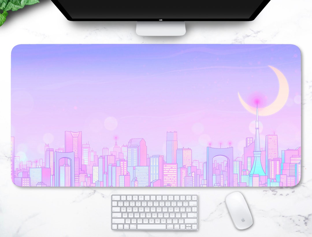 Pastel City Desk Mat / XXL Mouse Pad, Kawaii Mouse Pad Anime Desk Mat ...