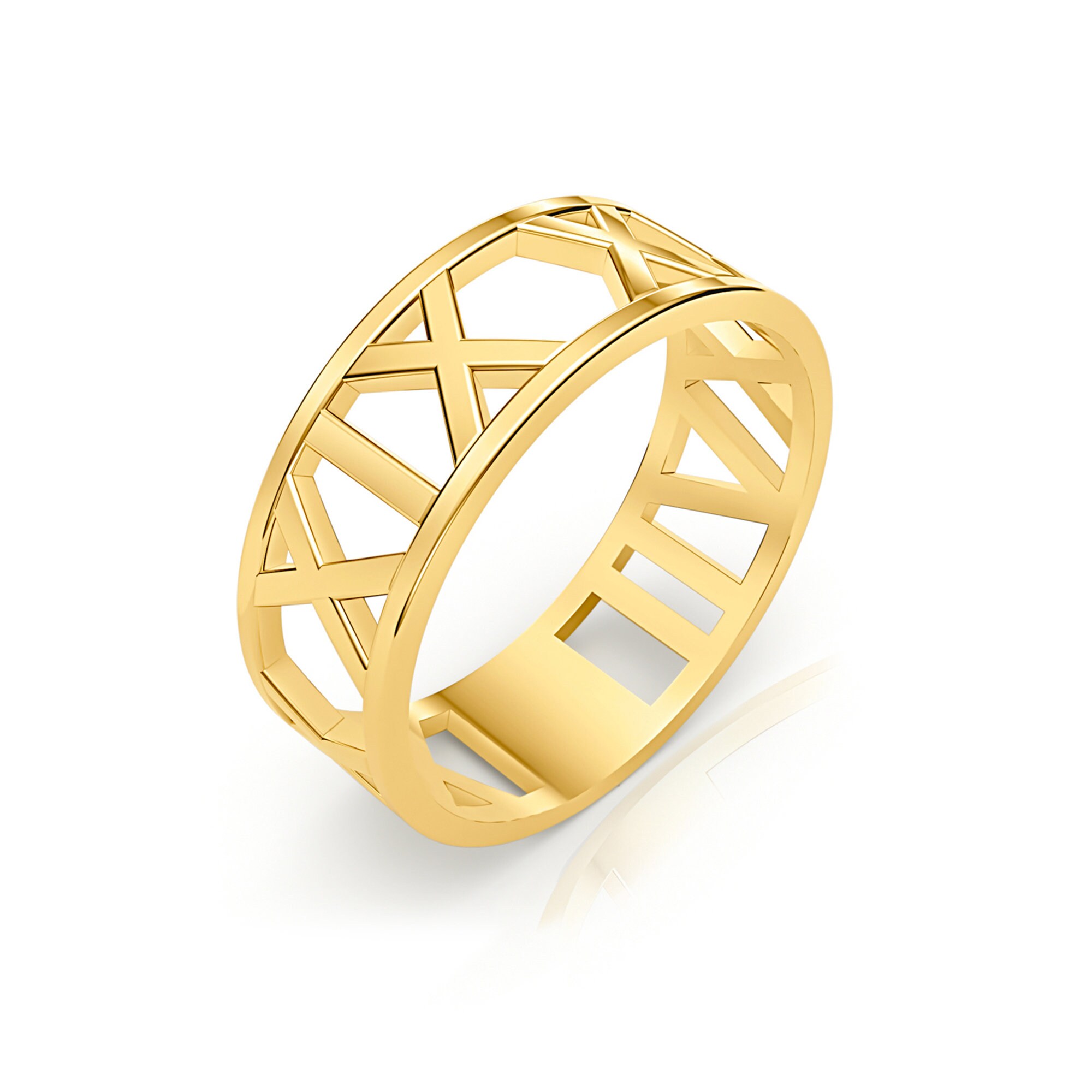 Roman Numeral Diamond + Gold Ring