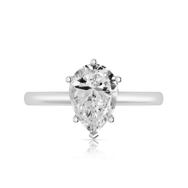 1.50ct Pear cut Designer Moissanite D VVS1  Engagement Wedding Ring 14k White Gold