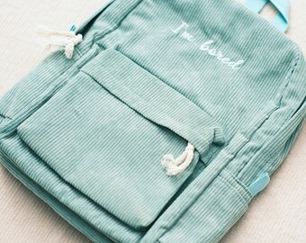 Customized Children's Backpack: Corduroy Monogram School Bag with Embroidery