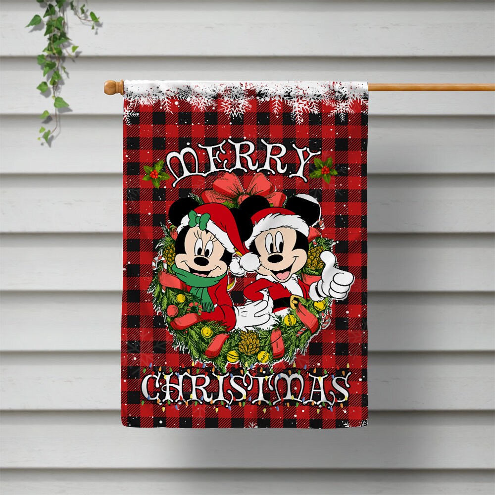 Discover Mickey Christmas Flag, Mickey and Minnie Merry Christmas Flag, Disney Fan Gift