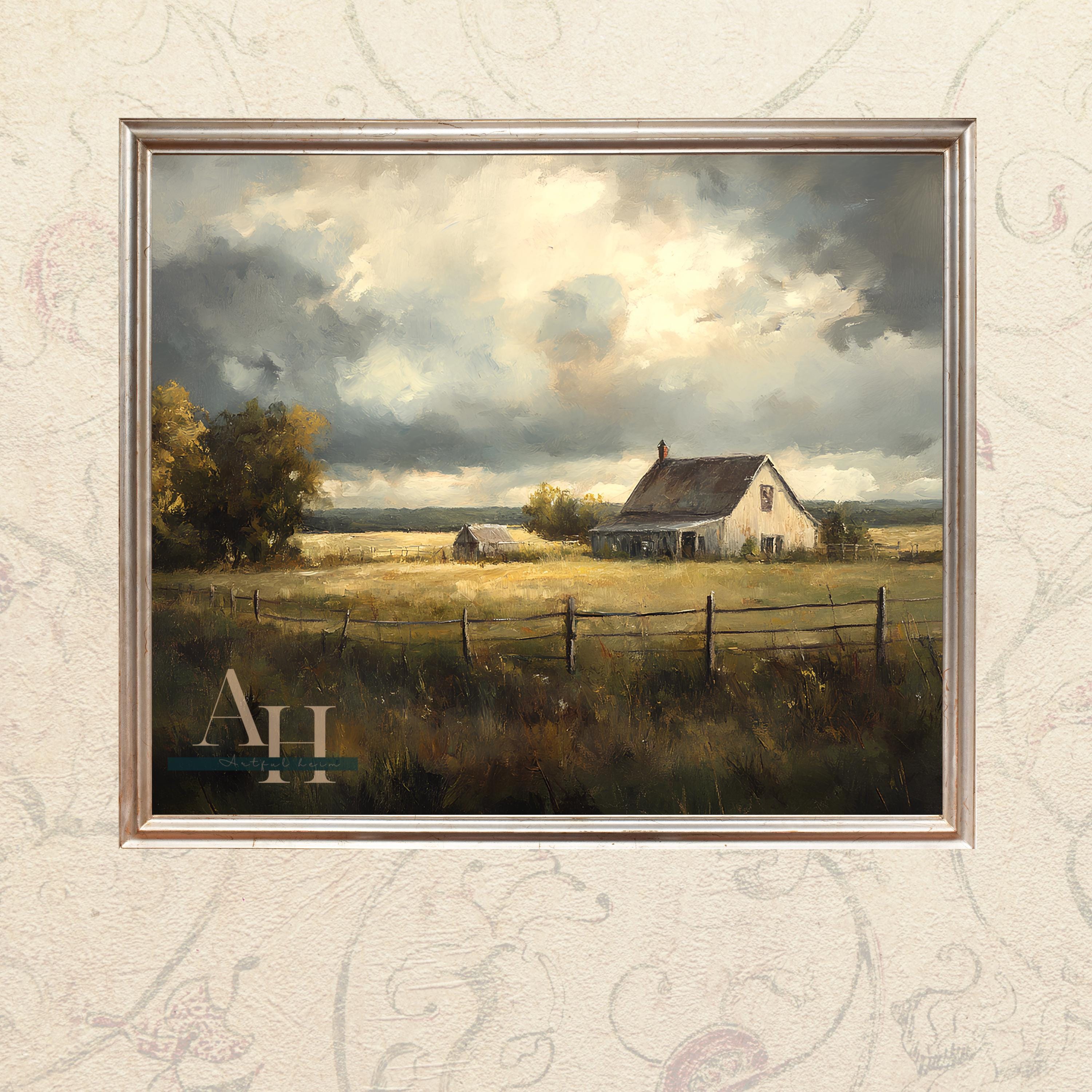 Vintage Farmhouse Wall Decor Printable Cozy Landscape Art Country Art ...