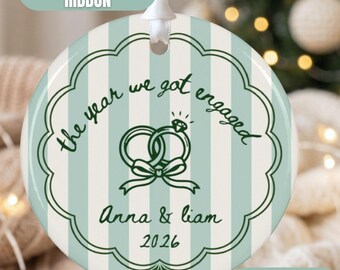 Engagement Ornament|Personalized Engaged Ornament|Newly Engaged Gift|Christmas Keepsake|The Year We Got Engaged