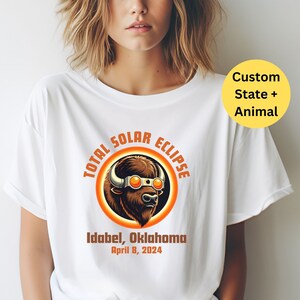 Total Solar Eclipse Shirt|Oklahoma Eclipse Shirt |Custom Shirt|Solar Eclipse 2024|Bison Shirt|2024 Eclipse Shirt|Eclipse gift Idaho Oklahoma