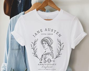 250e anniversaire de Jane Austen|Chemise Jane Austen|250e anniversaire de Jane Austen|Fans de Jane Austen|Cadeaux Jane Austen|Chemise livresques|Cadeaux livresques